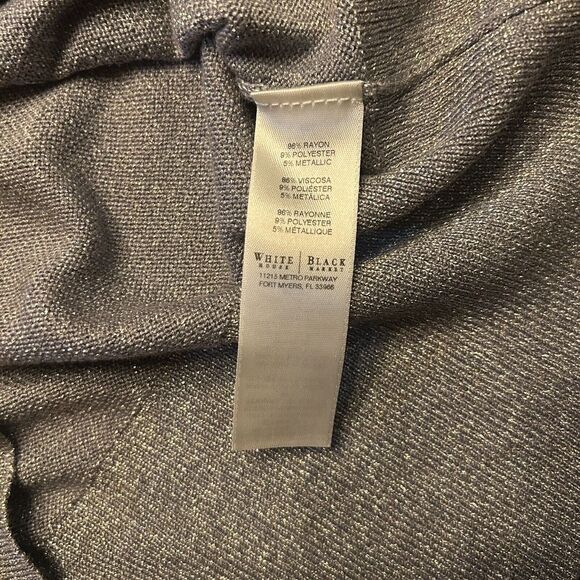 WHBM Sparkly Gray Cardigan Gold Silver Size Medium - Picture 11 of 13